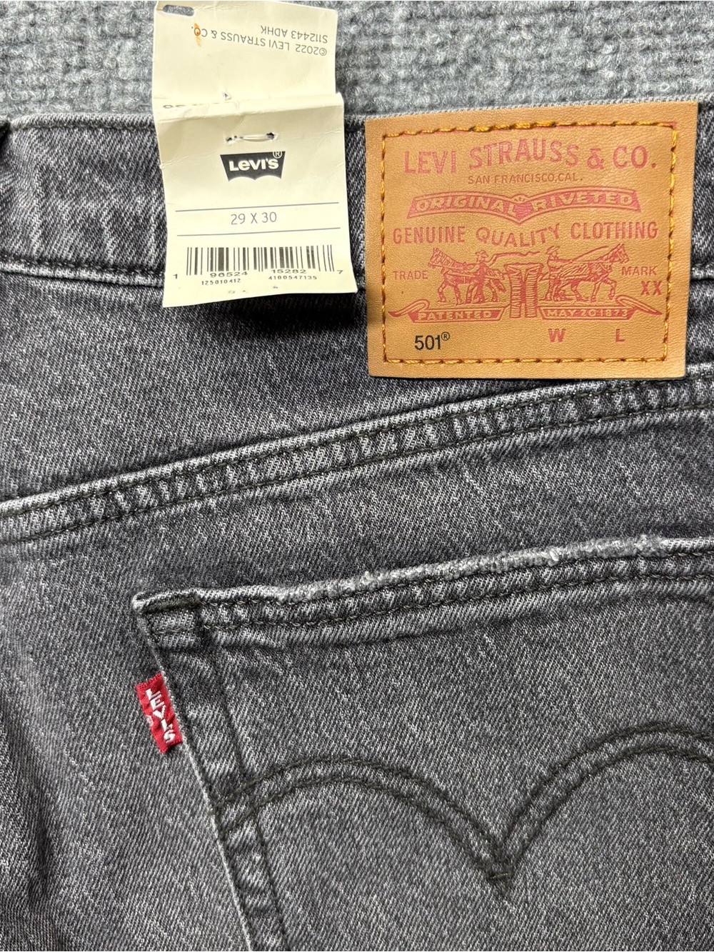 Levis Premium 501 Jeans Womens 29x30 Black Straight Button Fly Big E NEW - Picture 5 of 14